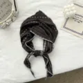 Retro cotton triangle scarf vintage floral headband casual hair band stylish neckerchief hair accessory - Brown Floral