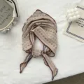 Vintage cotton small scarf, polka dot bandana headscarf and headband for stylish daily wear. - Coffee Monogram