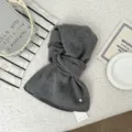 Dark gray wool knit scarf detail, thick warm winter neckerchief, cozy soft texture for women. - 142*22cm / Gray