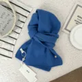 Thickened pure wool knitted scarf for women, cozy winter neck warmer and stylish accessory. - 142*22cm / Blue