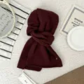Winter dark red knitted scarf for women, thick warm wool neck warmer fashion accessory. - 142*22cm / Sauce Red