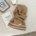 Cozy solid color wool winter scarf for women and men, soft warm knitted fashion neck warmer. - 166*22cm / Coffee