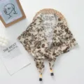 Retro floral print tie triangle scarf multi-functional waist skirt curtain tassel accessory - 124*26cm / Vintage Floral