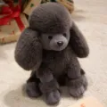 Cute grey poodle plush toy fluffy stuffed animal cute puppy doll lovely kids companion gift. - 25cm (0.35kg) / Gray