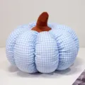 Blauer karierter Kürbis Plüschkissen süßes Stofftier skandinavische Deko Sofakissen Kuschelkissen - 18*12cm / Blau