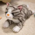 Peluche de gato gris rayado lindo gatito animal de peluche suave juguete regalo - 28cm / Rayas Grises