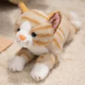 Lindo peluche de gato con rayas, suave muñeca de trapo naranja y blanca para regalo. - 28cm / Rayado Amarillo