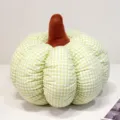 Coussin en peluche citrouille à carreaux, oreiller en tissu vert rembourré pour déco Halloween. - Vert