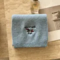 Linda bufanda de punto azul claro con bordado de perro salchicha, accesorio cálido de invierno para cuello. - Gris