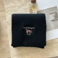 Cute dachshund embroidery knitted winter warm scarf black neck warmer casual soft accessory - Black