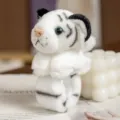Cute white tiger plush slap bracelet toy, soft stuffed animal wrist band gift for kids. - White Tiger