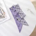 Μωβ chiffon twilly μαντήλι με σχέδιο άγκυρας και σχοινιού, κομψή κορδέλα μαλλιών και στυλάτο φουλάρι. - 100cmx6cm / Άγκυρα Αστέρα
