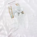 Dettaglio nastro per capelli a pois blu in chiffon, elegante sciarpa sottile per decorazione. - Pois Bianchi