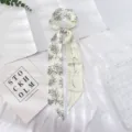 Gedruckter dünner Schal für Damen, elegante lange Twilly Halstuch für Handtasche und Haare. - 130*7cm / Grüner Kiefernnadel-Druck (8)
