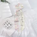 Blumen Skinny Schal Detail, schickes langes Band für Tasche Hals, elegantes Sommeraccessoire. - 130*7cm / Hellvioletter Blumendruck (6)