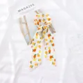 Pañuelo cinta de pelo de gasa con estampado de naranja cítrica, elegante bufanda de mujer - 95cm*6cm / Naranja Fresca