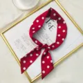 Red polka dot small silk scarf ribbon for handbag decoration and stylish neck wear accessories. - Polka Dot Ribbon / Red