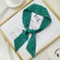 Sciarpa in seta sottile con motivo geometrico verde elegante nastro da collo accessorio per borsa - Nastro Geometrico / Verde