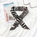 Κομψό φουλάρι twilly με animal print και μοτίβα ζέβρας για γυναικεία αξεσουάρ μόδας. - 90x5cm / Ζέβρα Και Λεοπάρδαλη Patchwork
