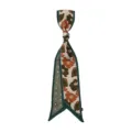 Foulard twilly en soie à imprimé floral ruban étroit vintage bandeau foulard de cou pour femme sac - 140cmx9cm / Fleur Vintage Vert