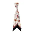 Foulard en soie floral pour femme long ruban élégant bandeau pour sac printemps été mode. - 140cmx9cm / Fleur Vintage Colorée Blanc Cassé