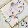 Foulard en soie fin style français ruban bandeau élégant tour de cou polyvalent pour femmes - Renard Blanc