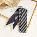 Chic black and white striped skinny twilly scarf for women, stylish neckerchief and bag ribbon. - 90cm*5cm / Small Ribbon 05-03