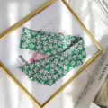 Écharpe ruban en lin coton floral vert bandeau polyvalent accessoire élégant pour poignet. - Base Verte Petit Floral Blanc (Style 7) / 90x5cm