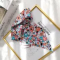 Joli Foulard Twilly Imprime Fleurs Petit Ruban de Soie Echarpe de Cou pour Sac à Main - Floral Riche Coloré (Style 9) / 90x5cm