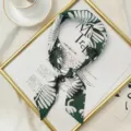 Foulard en soie vert avec motif de feuille blanc élégant, ruban de sac et tour de cou élégant. - Style Feuille Vert Blanc (7)