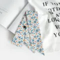 Foulard Fin Imprimé Fleurs Coton Lin Carré Femme Chic Sac Ruban Nœud Accessoire - Style 1 / 90x5cm