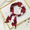 foulard skinny en soie style français, ruban de cheveux motif cœur rouge et blanc élégant. - Cœur Rouge
