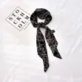 Foulard de cheveux à imprimé floral, long ruban élégant pour coiffure ou bracelet de femme. - Floral 19-03