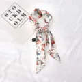 Ruban de cheveux en soie florale longue écharpe élégant élastique poignet femme 01 - Floral 19-15