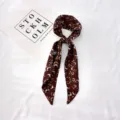 Ruban à cheveux floral marron chic, foulard twilly élégant pour coiffure ou bracelet mode. - Floral 19-23