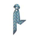 Élégante écharpe en soie bleue à motif floral, ruban étroit idéal pour décorer les sacs et le cou. - 140CM*6CM / KK-21-13