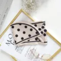 Lange zijden sjaal met stippen detailweergave, chique beige halsdoek lint stijlvol. - Beige