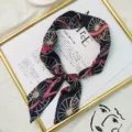 Chic long ruban foulard en soie, élégant carré de cou et bandeau rétro pour femme au quotidien. - Roue Noire