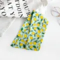 Foulard étroit en lin vert imprimé citron, ruban élégant pour sac ou cou des femmes. - Style 5 / 90x5cm