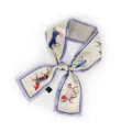 Foulard Twilly en soie pour femme, élégant ruban long imprimé cheval pour sacs à main et coiffure. - Khaki Bleu