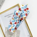Petit foulard en lin et coton motif de fruits fleuri élégant et polyvalent pour sac de femmes - Fruit Blanc Rouge Bleu (Style 14)