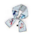 Foulard étroit en soie élégant avec imprimé équestre, ruban polyvalent pour sacs à main. - Bleu clair