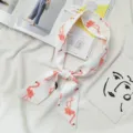 Bandeau en soie style français écharpe longue avec impression flamant rose origami pour femmes - Petit Cygne Blanc