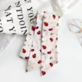 Chic foulard twilly étroit imprimé coccinelle, ruban coton lin pour sac cou ou cheveux. - Style 7 / 90x5cm