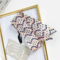 Foulard fin pour femme à motif floral, élégant petit carré en lin pour sac et poignet. - Feuille Rose Bleu Vert (Style 15)