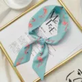 Foulard en soie turquoise style français long ruban bandeau élégant pour femme écharpe chic - Petit Cygne Bleu