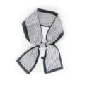 Écharpe fine en soie rayée noir et blanc pour femme, élégant twilly ruban foulard - Noir Rayures Verticales