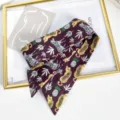Petit foulard en soie coton lin élégant polyvalent foulard zèbre imprimé léopard sac bracelet écharpe - Plante Tropicale Fuchsia (Style 16)