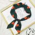 Foulard en Soie Cœur Orange Vert Variante, Joli Ruban Cheveux Long Accessoire Mode - Cœur Vert Foncé
