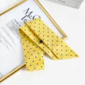 Foulard fin à pois jaunes, écharpe en coton et lin pour sac à main et poignet élégant. - Style 9 / 90x5cm